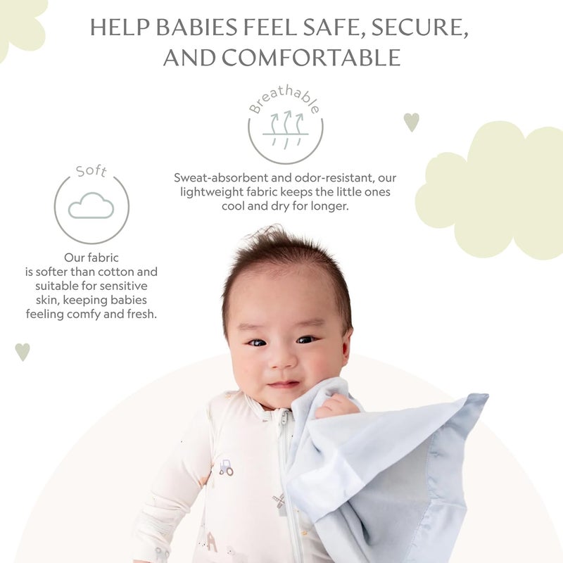 Bamboo Little Ultra-Soft Lovey Security Blanket - Baby Essentials, Newborn Essentials, Ultra-Soft Fleece Baby Blanket with Satin Trim – 16" x 16" - Blue - Image 3